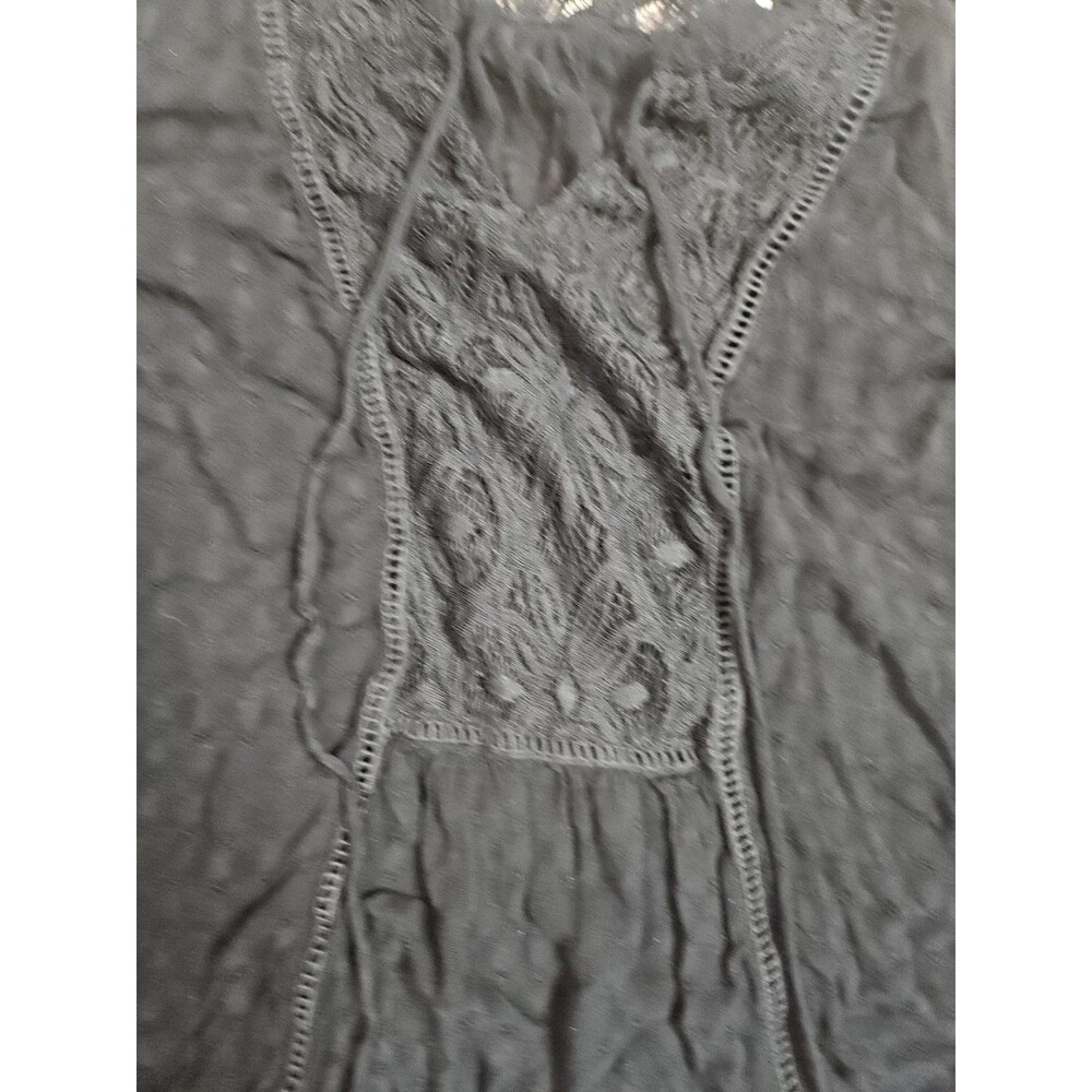 Ava & Viv Boho Tunic Top Black Plus Size 1X Blouse Lace Accents - Picture 4 of 7